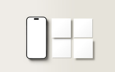 Smartphone with carousel interface post on social network