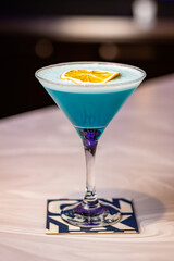 Cocktails at the bar of a restaurant. Tasty alcoholic drink.