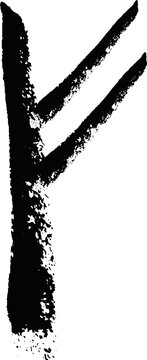 Rune Fehu. Hand Drawn Wax Chalk Texture, Mystical, Esoteric, Occult, Magic Glyphs. For Game Interface.