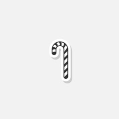 Christmas candy cane Icon sticker isolated on gray background