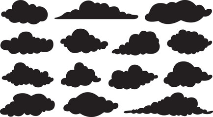 Collage of different clouds isolated on white