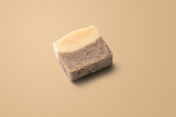 Homemade natural soap on earth tone background