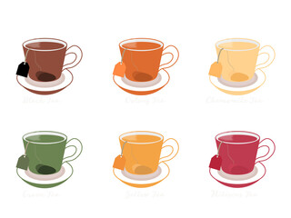 Set of tea cups vector illustration