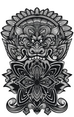 lion head illustration with mandala ornament for tattoo or t-shirts design