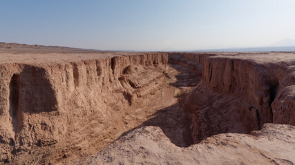 Fototapeta na wymiar View of a beautiful Keshit canyon on the outskirts on the outskirts of Lut desert in Kerman Province, Iran