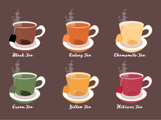 Set of tea cups EPS vector illustration