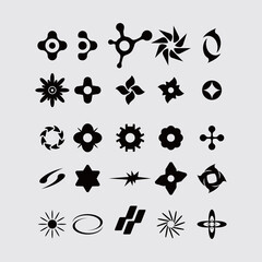 abstract shape poster streetwear element symbol logo, pattern illustration vector print art textile, isolated bundle set editable