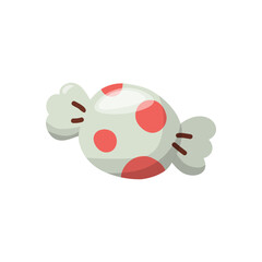 Stock vector isolated illustration of candy in a wrapper. Pistachio color. In a hand-drawn style, on a white background.