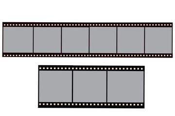 Film strip, empty tape border frame isolated on white background
