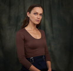 Beautiful young woman portrait. Studio shot