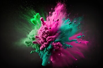 pink and green dynamic colour burst, generative ai composite