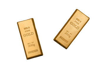 Gold bars, object isolated on a white background