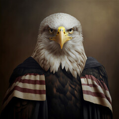 Naklejka premium Portrait of an eagle in judge robe