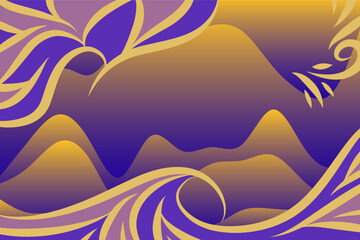 Abstract oriental backdrop with elegant swirly curl pattern.