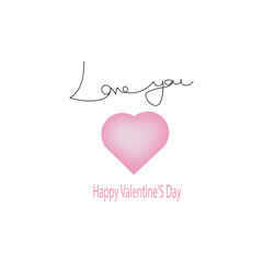 Vector illustration for poster, card, banner valentine day, Hand drawn word, love you.