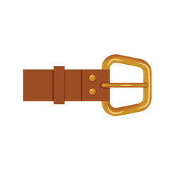 Realistic leather strap with golden metal elements vector illustration