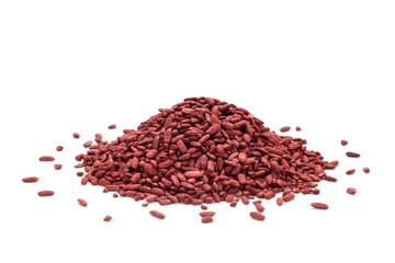 Pile of red yeast rice. Chinese traditional food and medicine.