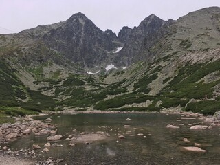 Naklejka na ściany i meble Mountain view from Velké žabie pleso in High Tatras Slovakia