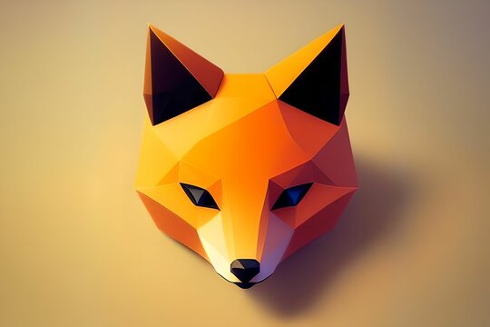Low poly fox head logo, made with generative ai