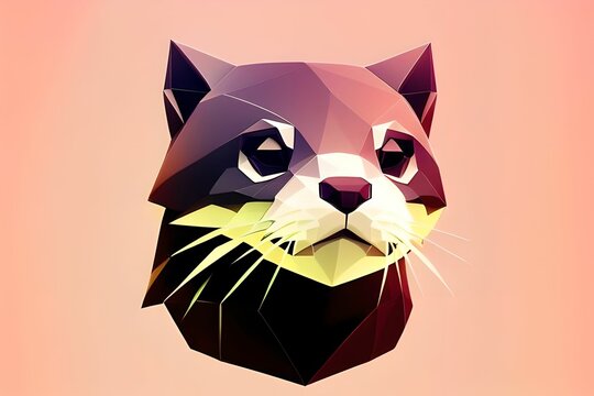 low poly otter face logo, made with generative ai