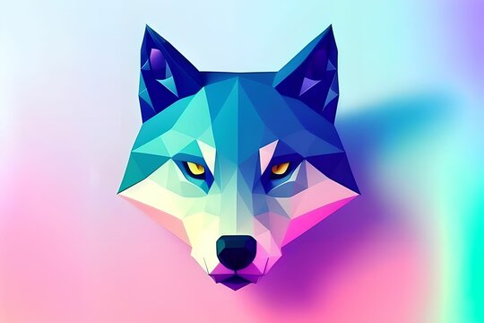 low poly wolf head logo, made with generative ai