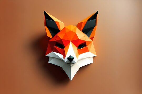 low poly fox head logo, made with generative ai