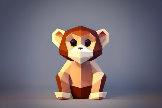 low poly monkey, made with generative ai