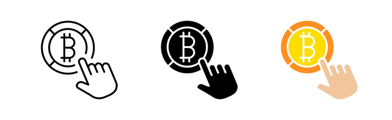 Bitcoin icons set. Lock, crypto wallet, cryptocurrency, technology, exchange, exchange rates, transactions, money, work, earnings. technology concept. vector line icon in different styles