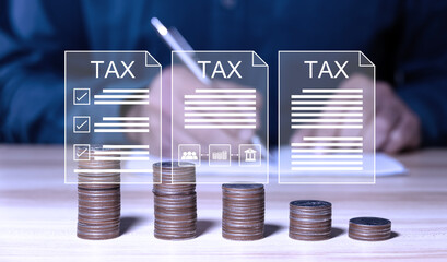 tax payer concept Examination of documents related to tax payment tax payment calculation Fill out...