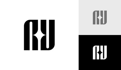 Letter RY initial monogram logo design vector - obrazy, fototapety, plakaty