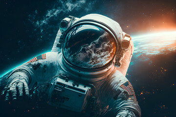 Plakat Cosmic Adventure: Astronaut in Space, generative ai
