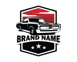 vector isolated vintage muscle car illustration. best for badge, lag, icon, sticker design. available in eps 10.