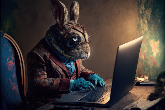 Rabbit works at the computer, Generative AI