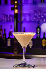 Cocktails at the bar of a restaurant. Tasty alcoholic drink.