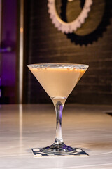 Cocktails at the bar of a restaurant. Tasty alcoholic drink.
