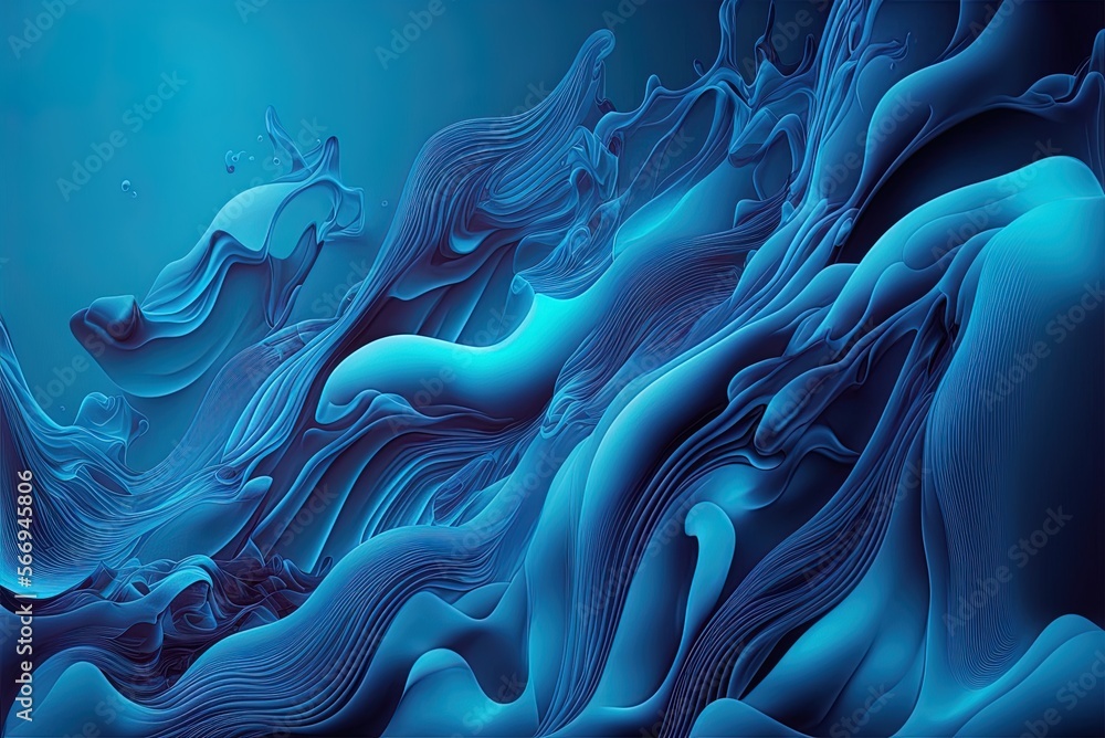 Poster for use as a creative backdrop, consider this abstract idea: a blue liquid gradient. generative ai