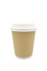 coffee to go in a disposable cup isolated on a white background, place for text