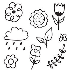 Fototapeta premium Set of cute doodle hand drawn