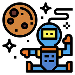 Space Travel filled outline icon style