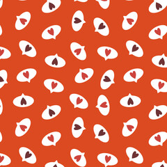 Valentine's day seamless hearts. Oval pattern with romantic chat bubbles, text messages with hearts. Best suited for fabric or paper decorative designs.