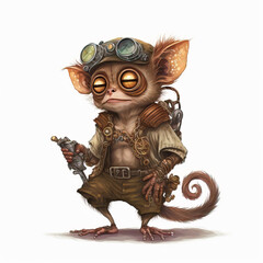 Fototapeta premium Steampunk Cartoon Philippine Tarsier Character