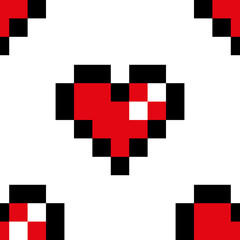 Pixel heart seamless pattern background