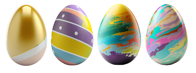 Easter eggs on transparent background, Generative AI