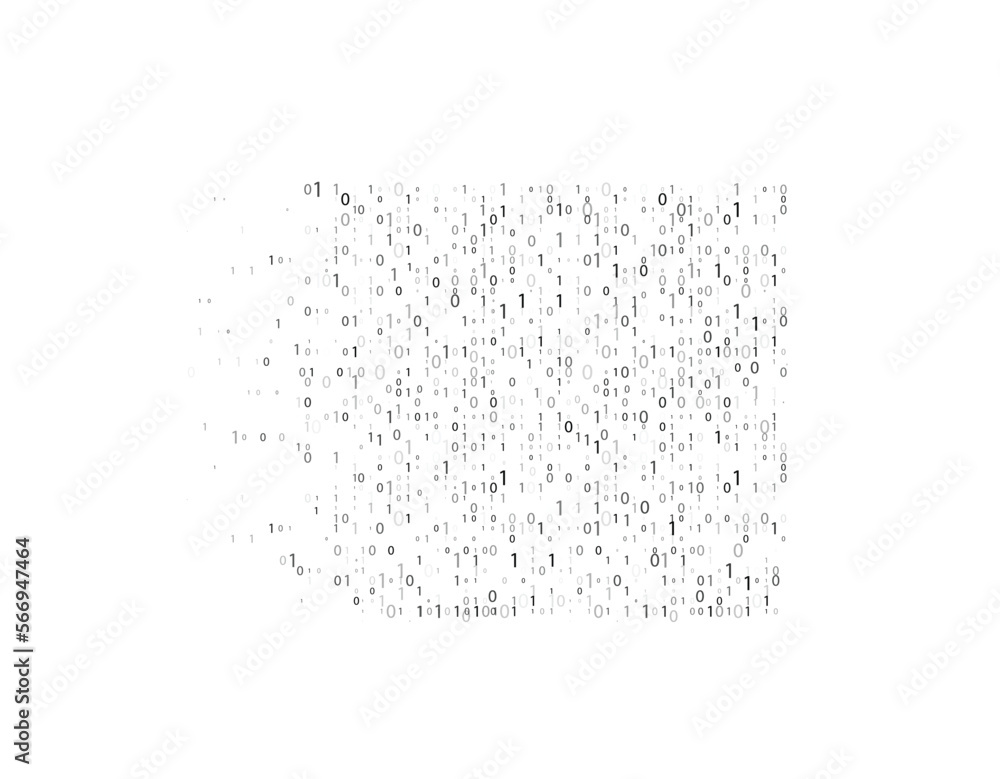 Poster texture composed by a sequence of zero and one numbers on a white background
