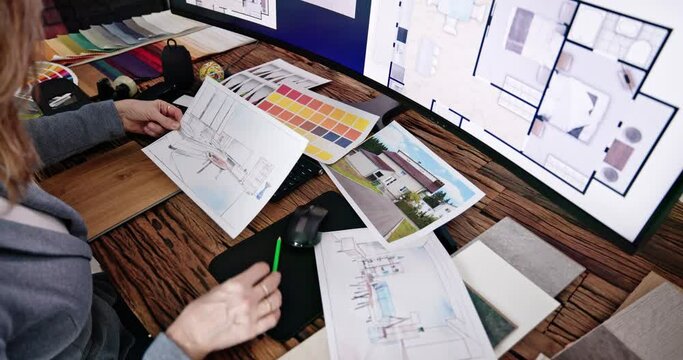 Real Estate Designer Working On Computer