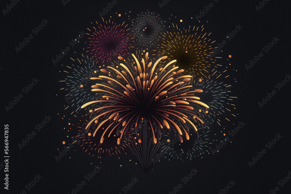 Wall mural Stock Photo Of Fireworks With A Dark Background. Generative AI