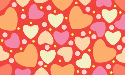 Red love heart seamless pattern illustration. Valentine's day holiday backdrop texture, wallpapers, etc.