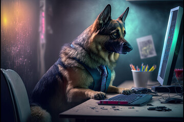 Shepherd working on a computer, Generative AI