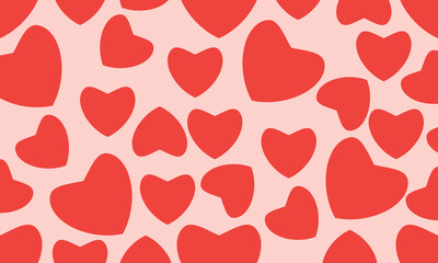 Red love heart seamless pattern illustration. Valentine's day holiday backdrop texture, wallpapers, etc.