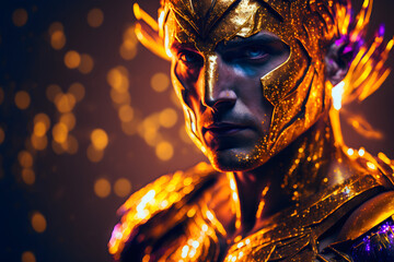 Super héros en armure d'or » IA générative